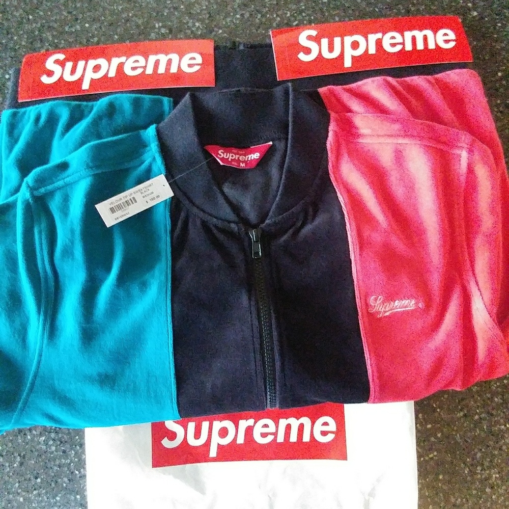 Supreme velour black zip up